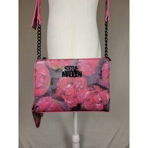 NWT Steve Madden Black Red Floral BGigi Crossbody Purse W/ Wallet Logo Small Bag